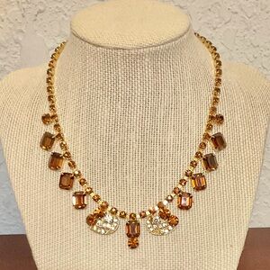 Albert Weiss Vintage Gold and Brown Gemstone Necklace